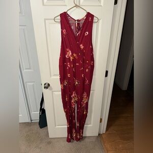 Torrid Burgundy Floral Jumpsuit
